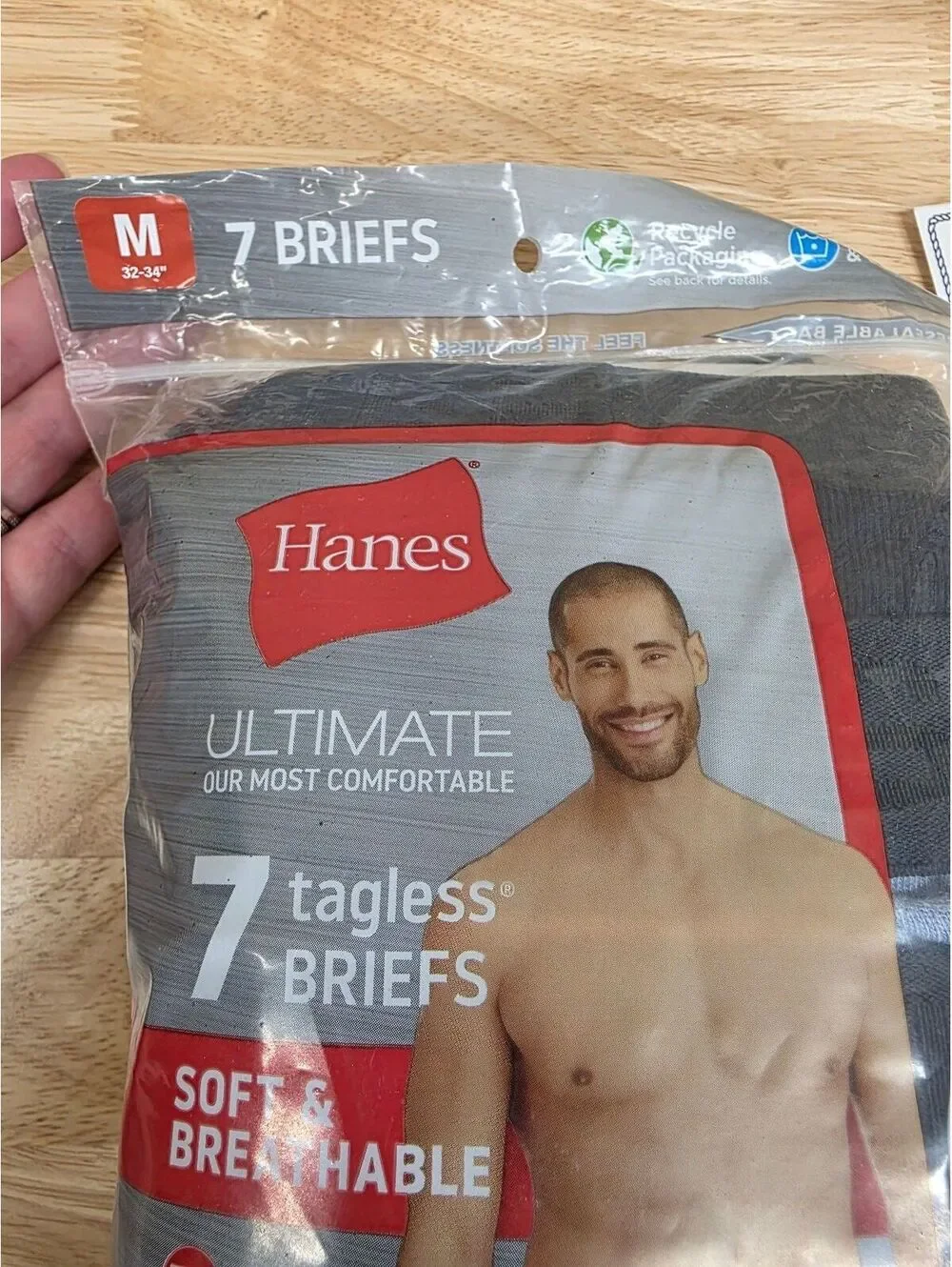 HANES ULTIMATE TAGLESS BRIEFS COMFORTFLEX BLUE ASSORTED 7‑PACK SIZE MEDIUM